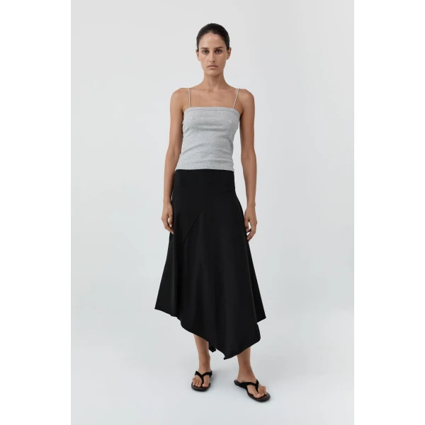 St. Agni Organic Cotton Square Neck Cami in Grey Marle, view 3