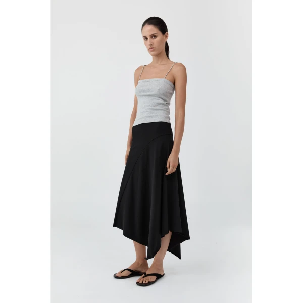 St. Agni Organic Cotton Square Neck Cami in Grey Marle, view 4
