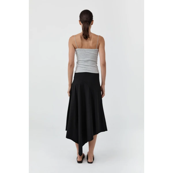 St. Agni Organic Cotton Square Neck Cami in Grey Marle, view 5
