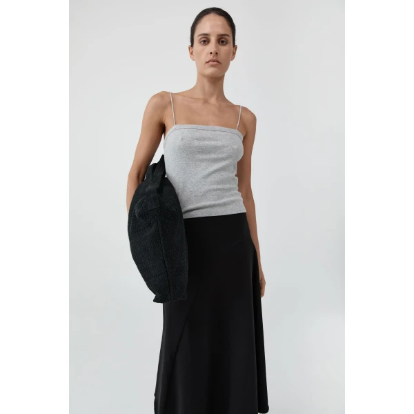 St. Agni Organic Cotton Square Neck Cami in Grey Marle, view 6