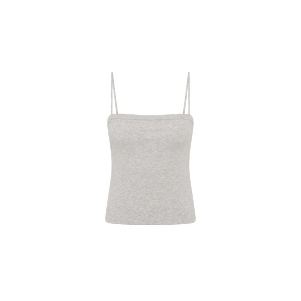 Organic Cotton Square Neck Cami in Grey Marle