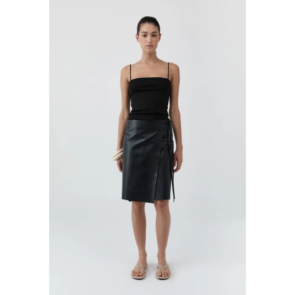 St. Agni Organic Cotton Square Neck Cami in Jet Black, view 3