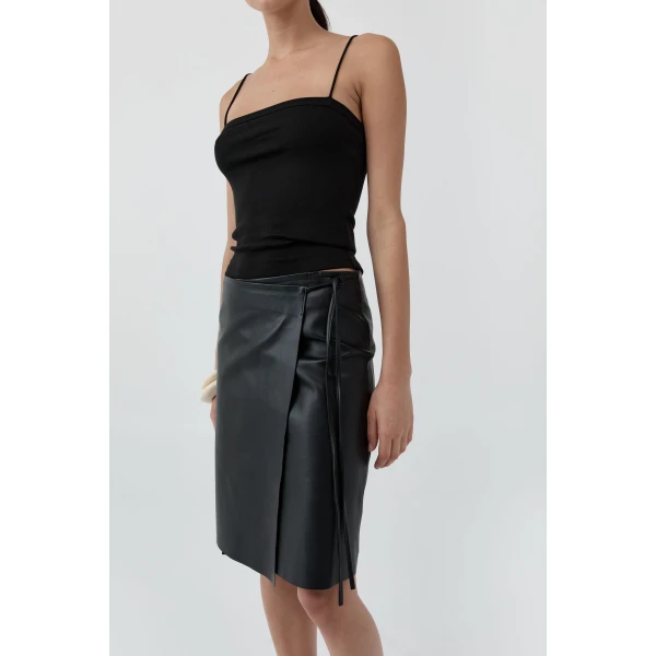 St. Agni Organic Cotton Square Neck Cami in Jet Black, view 4