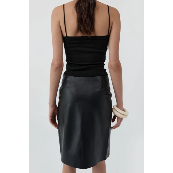 St. Agni Organic Cotton Square Neck Cami in Jet Black, view 5
