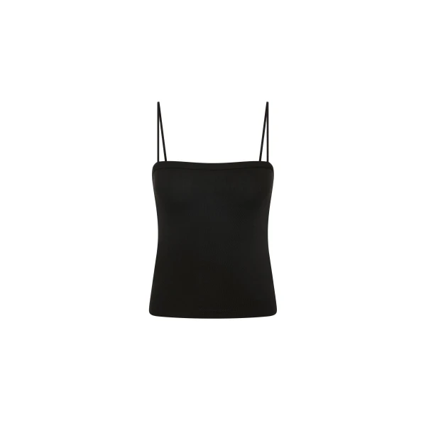 Organic Cotton Square Neck Cami in Jet Black