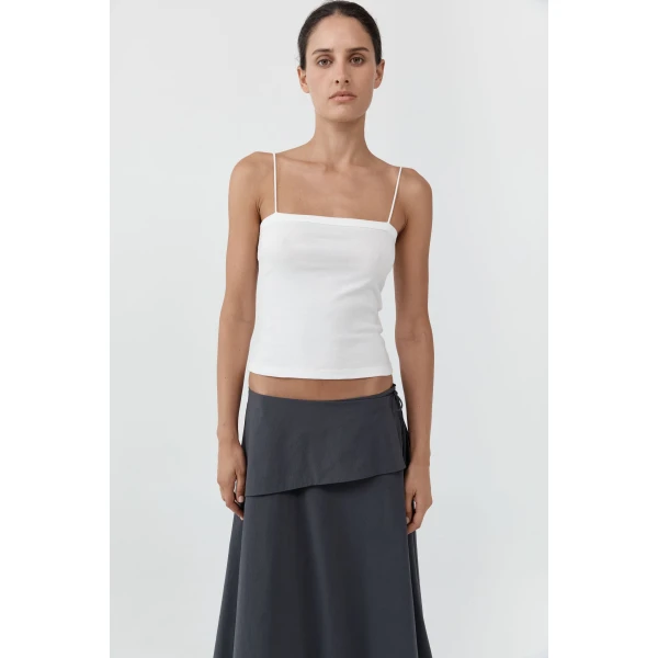 St. Agni Organic Cotton Square Neck Cami in White, view 2