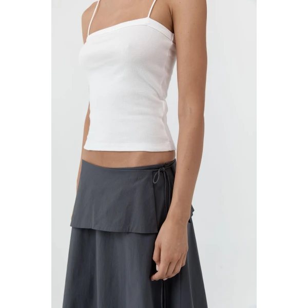 St. Agni Organic Cotton Square Neck Cami in White, view 6