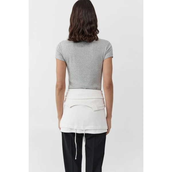 St. Agni Organic Cotton V Neck Tee in Grey Marle, view 5
