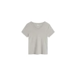 St. Agni Organic Cotton V Neck Tee in Grey Marle