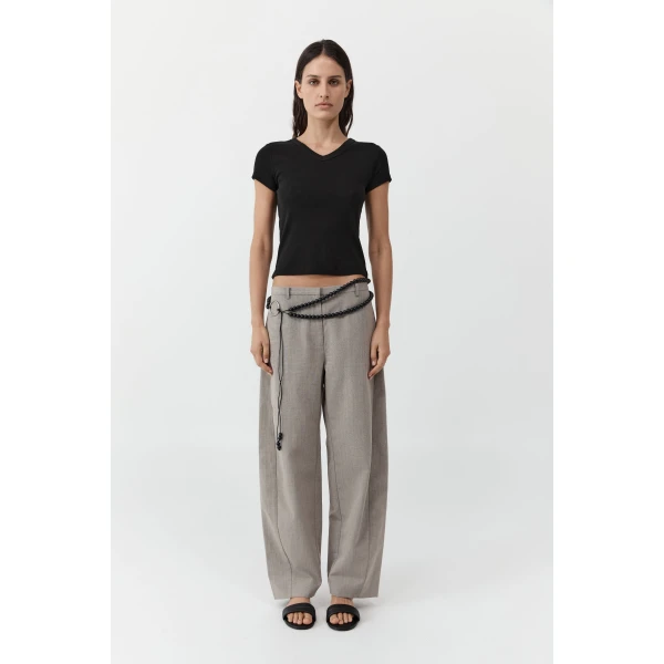 St. Agni Organic Cotton V Neck Tee in Jet Black, view 2