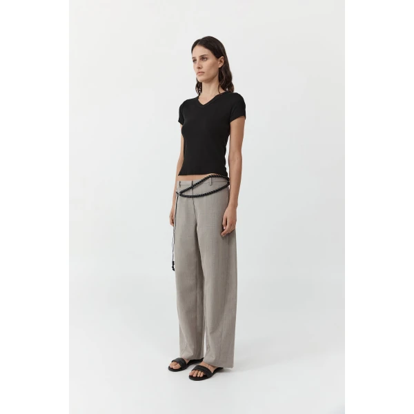 St. Agni Organic Cotton V Neck Tee in Jet Black, view 4