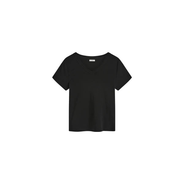 Organic Cotton V Neck Tee in Jet Black