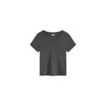 St. Agni Organic Cotton V Neck Tee in Soot