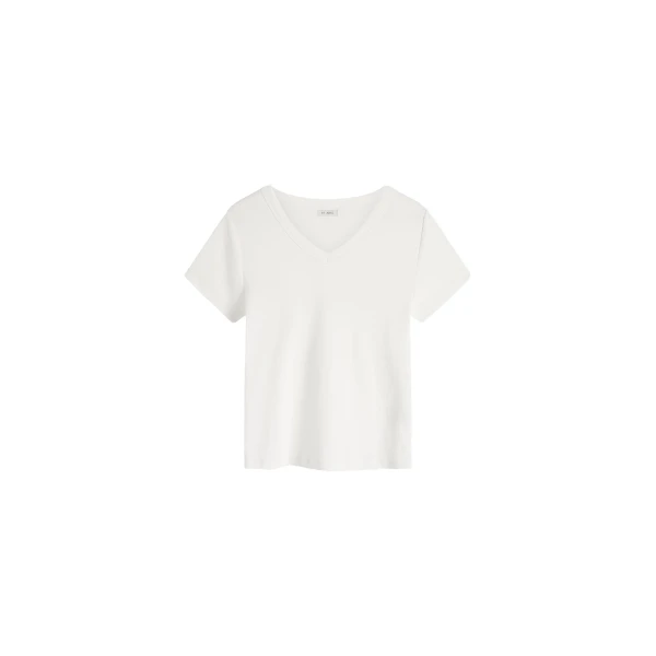 St. Agni Organic Cotton V Neck Tee in White