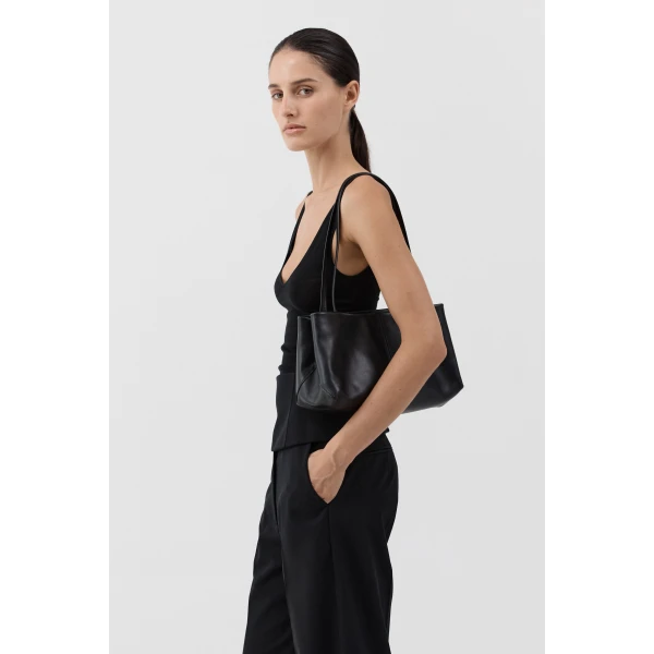 St. Agni Origami Tote in Black Smooth, view 3