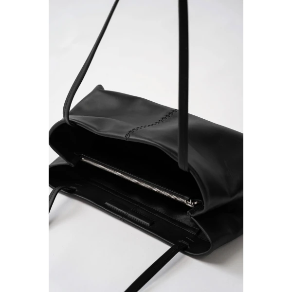 St. Agni Origami Tote in Black Smooth, view 5