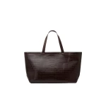 St. Agni Oversized Carryall Tote in Croc Embossed Coffee
