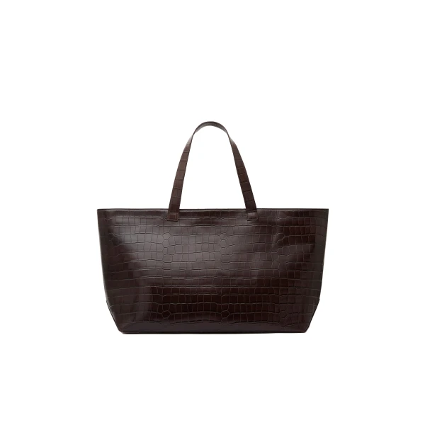 St. Agni Oversized Carryall Tote in Croc Embossed Coffee