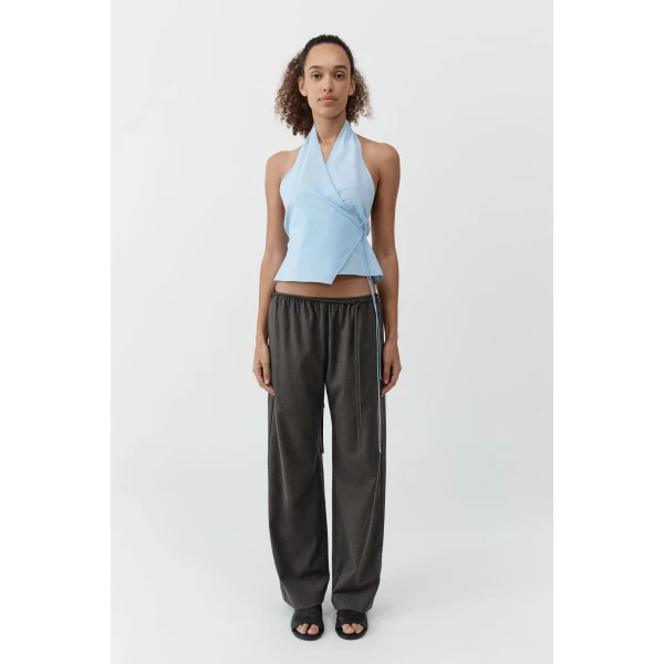 St. Agni Oxford Wrap Top in Ciel Blue, view 2