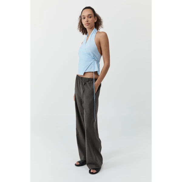 St. Agni Oxford Wrap Top in Ciel Blue, view 3