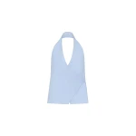 St. Agni Oxford Wrap Top in Ciel Blue