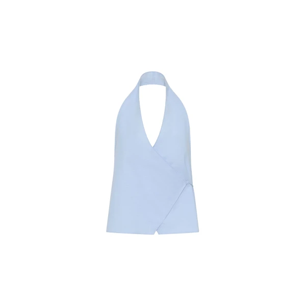Oxford Wrap Top in Ciel Blue