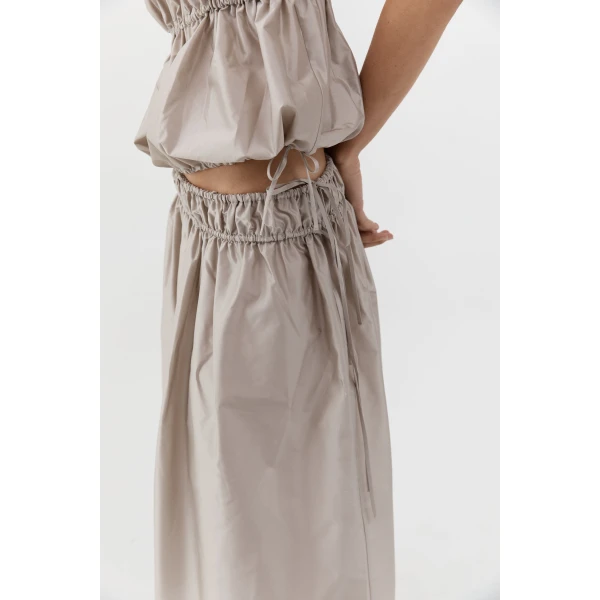 St. Agni Paper Taffeta Drawstring Skirt in Fog, view 3
