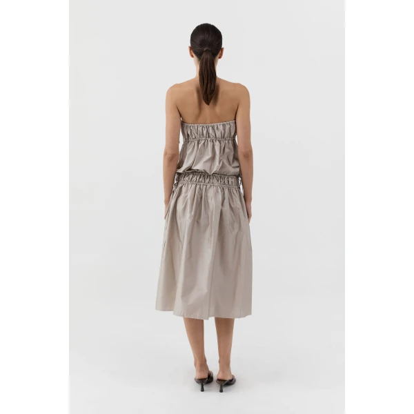 St. Agni Paper Taffeta Drawstring Skirt in Fog, view 6