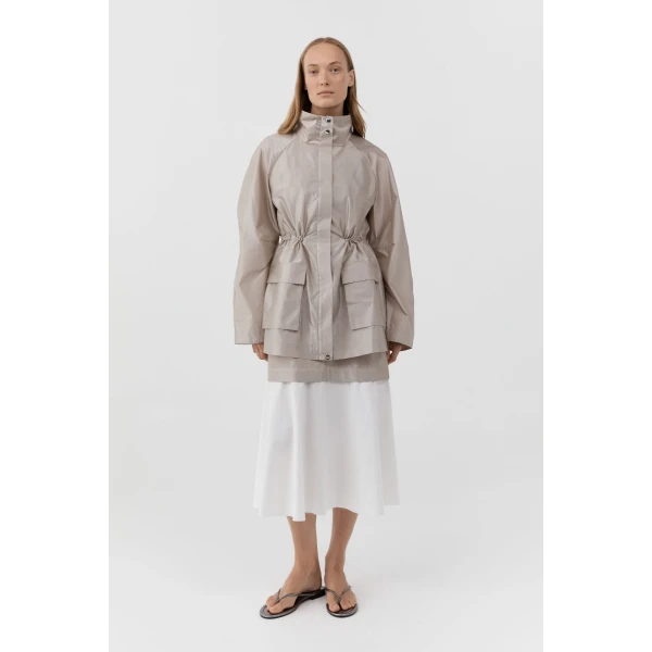 St. Agni Paper Taffeta Parka in Fog, view 2