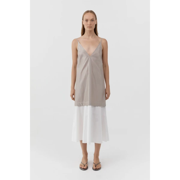 St. Agni Paper Taffeta Petticoat Dress in Fog, view 2