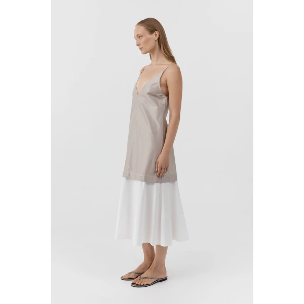 St. Agni Paper Taffeta Petticoat Dress in Fog, view 3