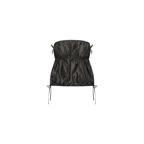 St. Agni Paper Taffeta Strapless Drawstring Top in Dark Vetiver