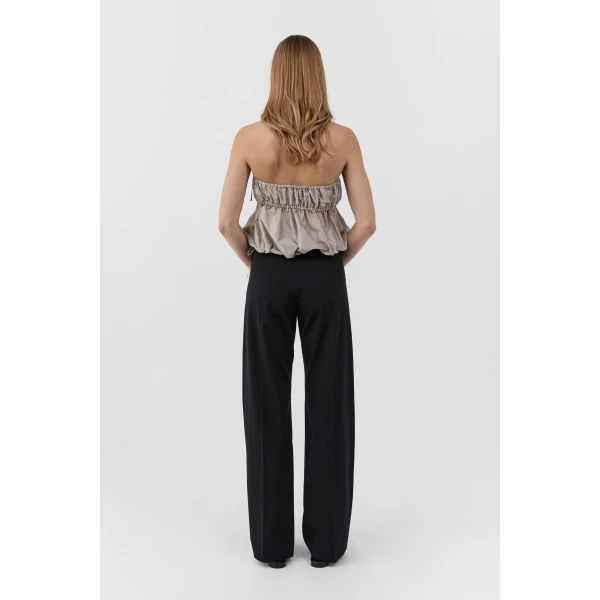 St. Agni Paper Taffeta Strapless Drawstring Top in Fog, view 6