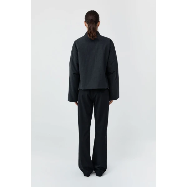 St. Agni Pillow Wool Wrap Jacket in Dark Graphite, view 5