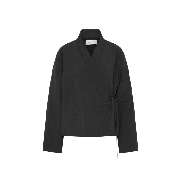 Pillow Wool Wrap Jacket in Dark Graphite