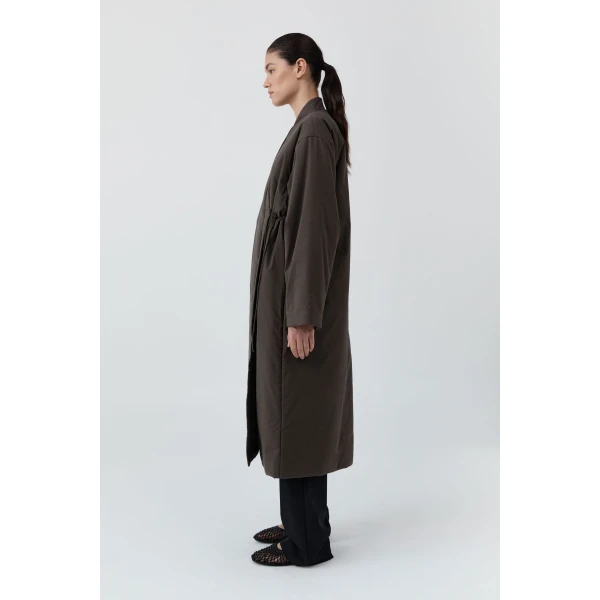 St. Agni Pillow Wrap Coat in Wood, view 4