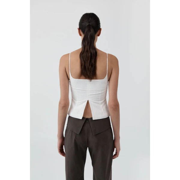 St. Agni Pinstripe Cami in White, view 3