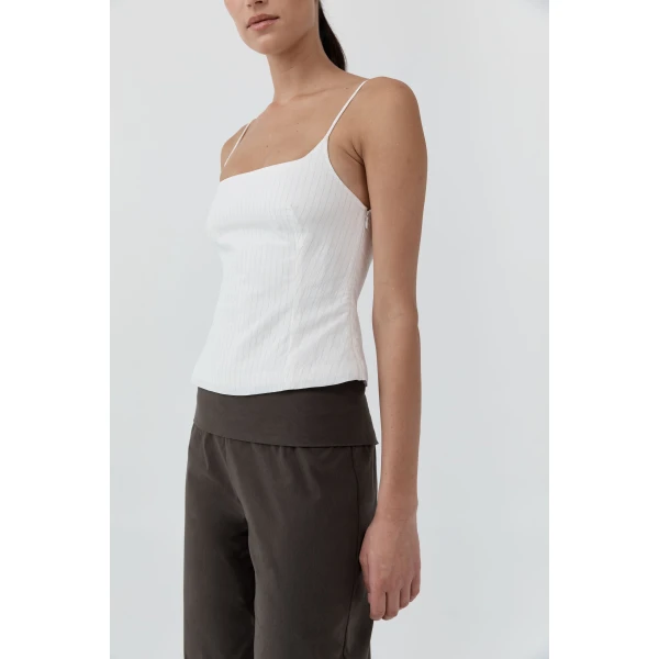 St. Agni Pinstripe Cami in White, view 6