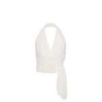 St. Agni Pinstripe Halter Wrap Top in White