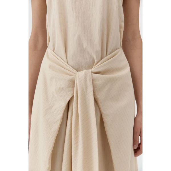St. Agni Pinstripe Relaxed Cocoon Dress in Straw, view 3