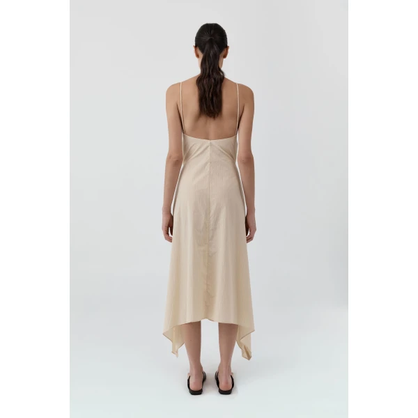 St. Agni Pinstripe Relaxed Cocoon Dress in Straw, view 5
