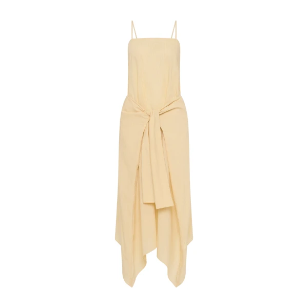 Pinstripe Relaxed Cocoon Dress in Straw