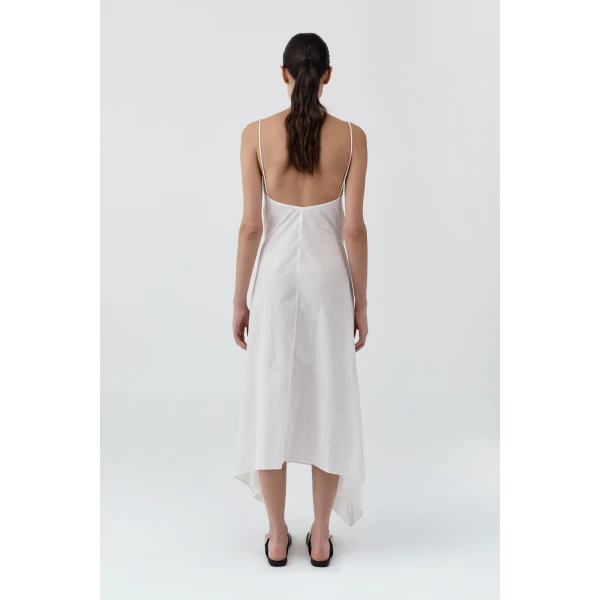 St. Agni Pinstripe Relaxed Cocoon Dress in White, view 5
