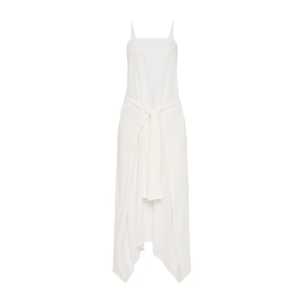 Pinstripe Relaxed Cocoon Dress in White