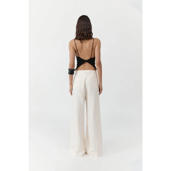 St. Agni Pleat Loop Pants in Ivory, view 5
