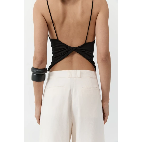 St. Agni Pleat Loop Pants in Ivory, view 6