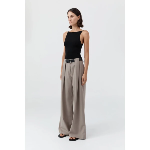 St. Agni Pleat Loop Pants in Mousse, view 4