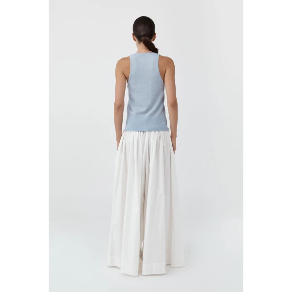 St. Agni Plunge Rouleau Knit Tie Top in Light Steel, view 5