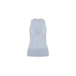 St. Agni Plunge Rouleau Knit Tie Top in Light Steel