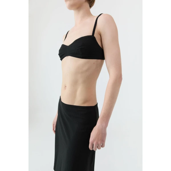 St. Agni Pointelle Bralette in Black, view 4